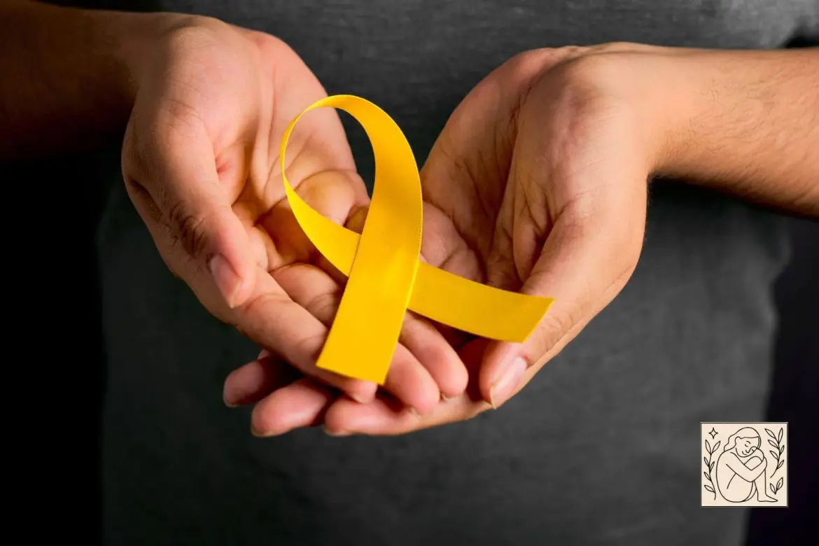Manos con listón amarillo alusivo a la prevención del suicidio