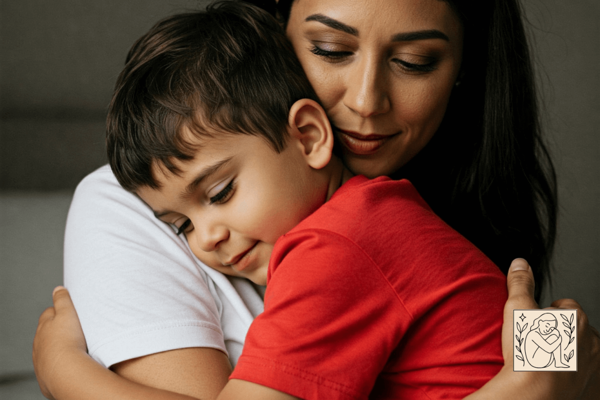 Madre abrazando a su hijo